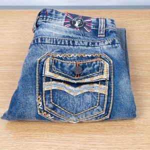 Monarchy Slim 12 (27 X 26) Boy's Jeans Medium Wash Flap Pocket Zip Fly NWT